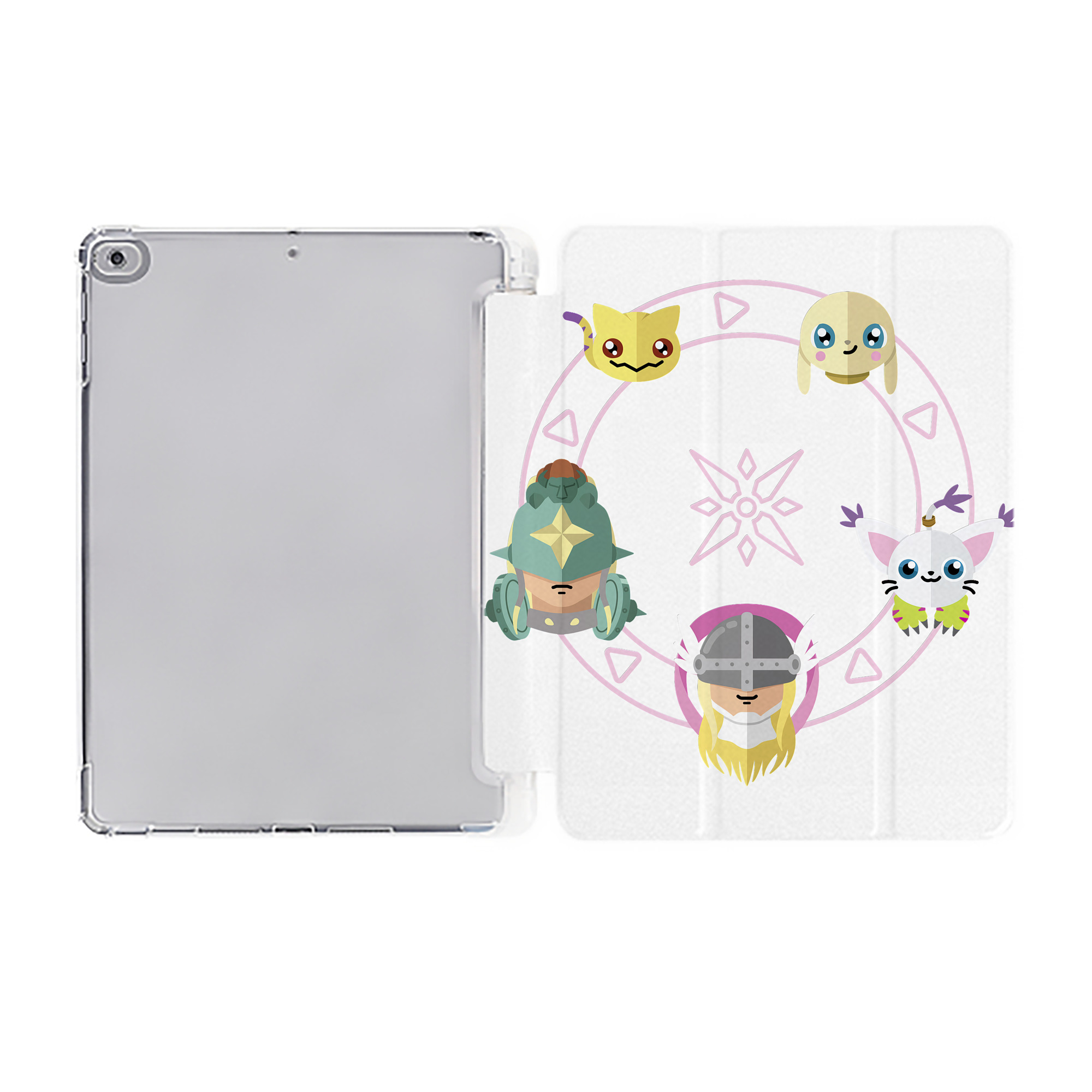 （画像用） Digimon デジタルモンスター/デジモン IPad ケース ペン収納付き 三つ折りスタンド PUレザー×シリコン 対応機種9.5/10.5/10.9インチ